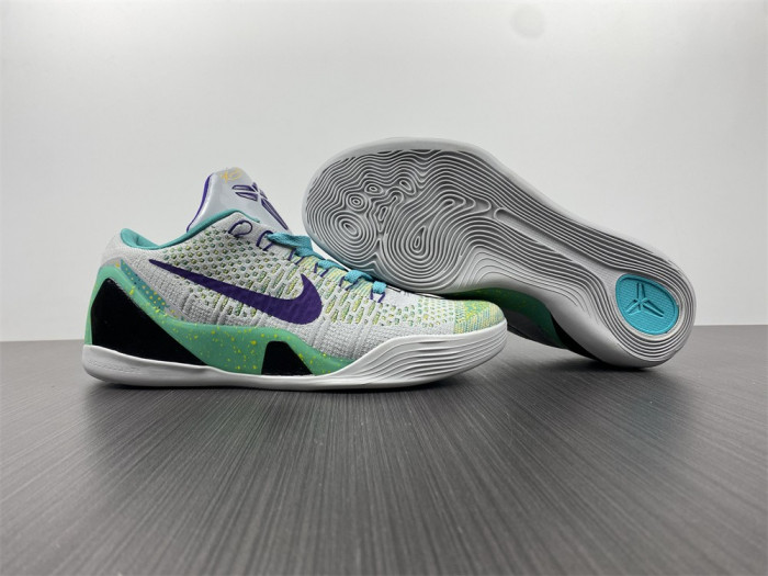Nike Zoom Kobe 9 IX Grey Green Purple Shoes 630487-005