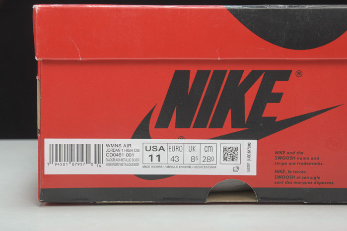 Air Jordan 1 Retro High OG Silver Toe CD0461-001