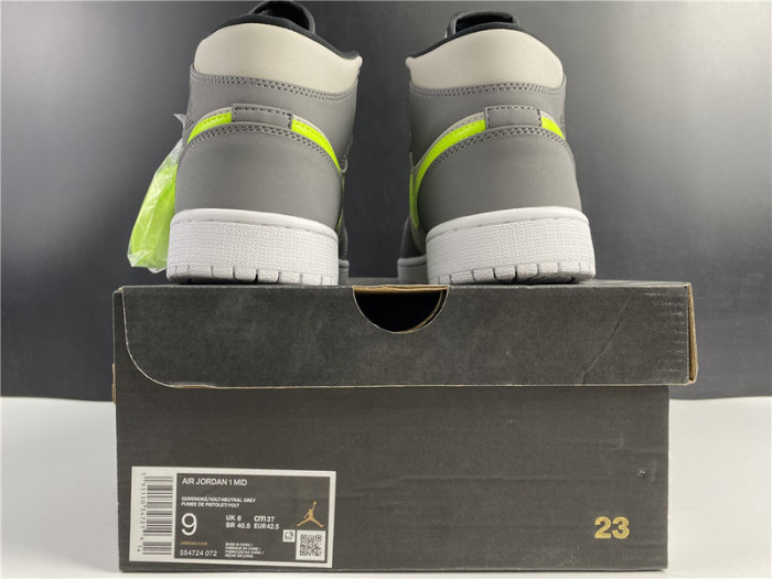 Air Jordan 1 Mid Grey Volt 554724-072