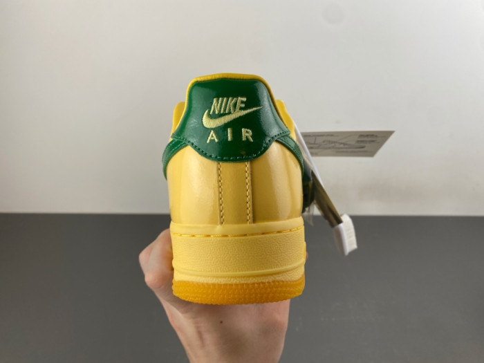 Nike Air Force 1 Low Patent Leather Topaz Gold Pine Green IO4489-700